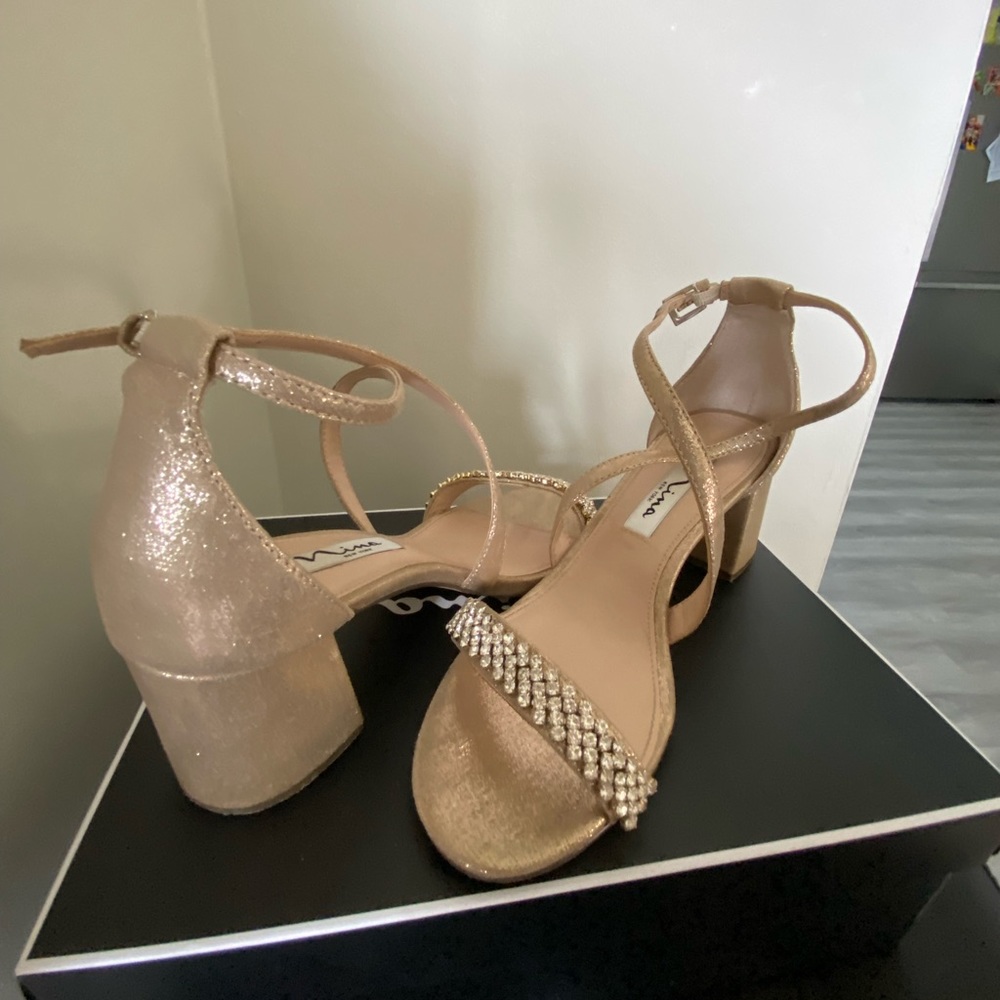Nina Heel - Nora - Reflective Suedette Taupe